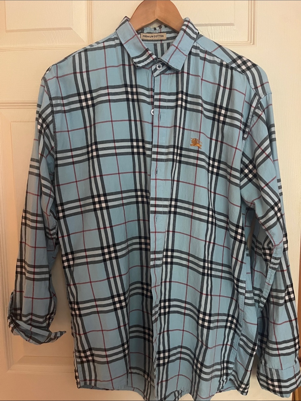 Burberry blue plaid men’s shirt